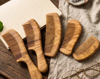 Handmade Olive Wood Hair Comb | Natural Wooden Detangling Comb | Anti-Static Styling Comb| Sustainable Wooden Hairbrush, Gift for Her