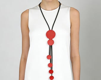 Moderne minimalistische sieraden, boho sieraden, lange hanger ketting, geometrische cirkel ketting, statement ketting