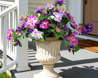 Artificial Hibiscus Flowers – UV Resistant Silk Faux Plants for Outdoor Indoor (Purple Fuchsia)