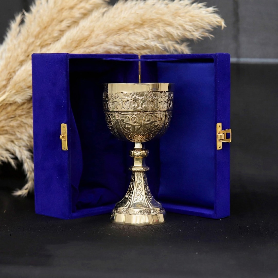 Personalized Brass Chalice Engraved Gold-plated Wine Goblet Heavy Brass ...