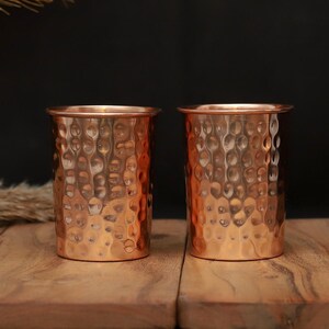 Hammered Copper Water Bottle Set with Tumblers – Ayurvedic Wellness Drinkware image 14