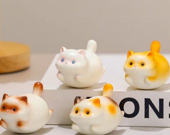 Juguete giratorio antiestrés de gato regordete: decoración de escritorio de resina, figura de gatito antiestrés.