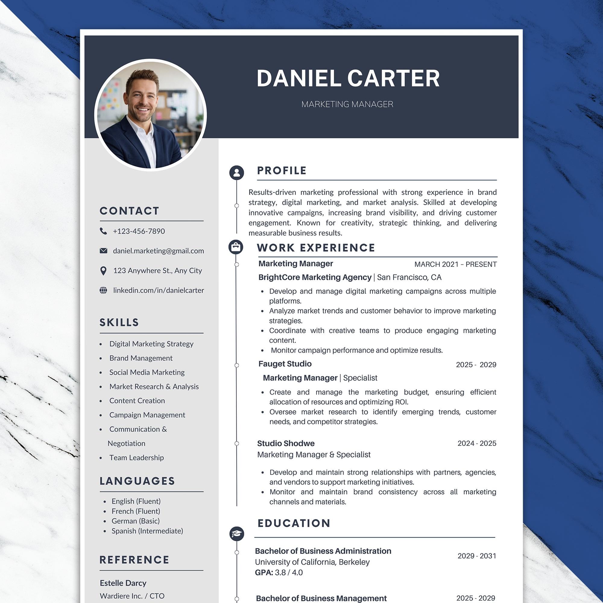 Modern Resume Template Canva, ATS Friendly CV Template, Professional ...