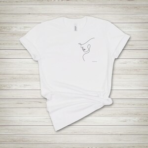 Minimalist One Line Art Face T-Shirt, Modern Abstract Graphic Tee