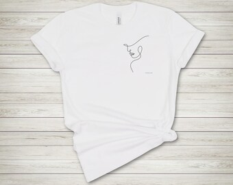 Minimalist One Line Art Face T-Shirt, Modern Abstract Graphic Tee
