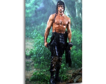 Rambo II Stallone Poster Canvas Print - Wall Art Living Room Decor Painting