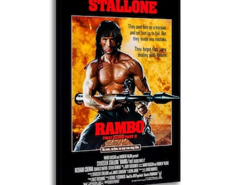 Póster clásico de Rambo First Blood Parte II en lienzo - Impresión artística para decoración de pared
