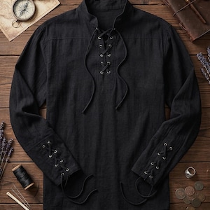 Vintage Lace up Shirt Men's - Etsy