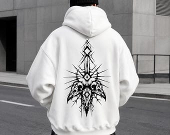 Herren Gothic Hoodie: Symbol-Print, Oversized Fit, Winter Streetwear Style, lässiger Pullover Sweatshirt Top