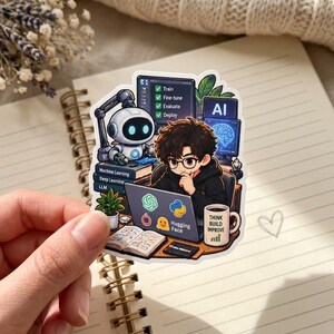 AI Developer Sticker, Machine Learning Sticker, AI Engineer Gift, Coding Sticker, Programmer Decal, Software Engineer Sticker