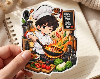 Chef Sticker, Cook Sticker, Culinary Student Gift, Kitchen Lover Sticker, Chef Gift, Foodie Decal, Cooking Sticker