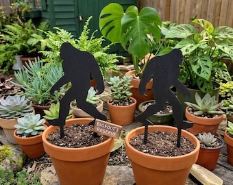 Bigfoot Silhouette Plant Stake I Funny Sasquatch Plant and Garden Decor