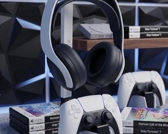 PS5-hoofdtelefoonstandaard en controller Oplaadstation I DualSense-houder I Organizer gamingstation