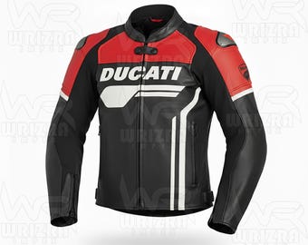 Ducati Corse Black & Red Racing Leather Jacket