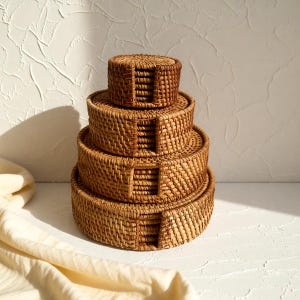 Handwoven Rattan Coasters, Round Rattan Trivets, Heat Resistant Table Protectors, Tea Ceremony Accessory, Minimalist Home Decor