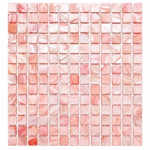 Pink Mother of Pearl Tile, Blush Square Shell Mosaic, Coquette Bathroom Decor, Barbiecore Backsplash, Rose Gold Wall Sheet