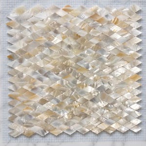 Champagne Diamond Shell Tile, Rhombus Mother of Pearl Mosaic, Warm Cream Backsplash, Organic Modern Decor, Geometric Pearl Wall Sheet