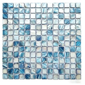 Ocean Blue Shell Tile, Square Mother of Pearl Mosaic, Coastal Bathroom Decor, Mermaidcore Backsplash, Nautical Navy Wall Sheet