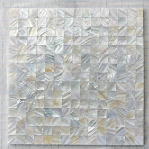 Iridescent Ocean Mother of Pearl Tile, Coastal Blue Square Mosaic, Abalone Pearl Backsplash, Spa Bathroom Decor, Mermaid Wall Sheet