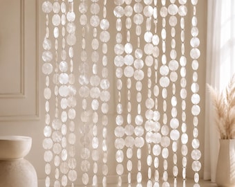 Cortina de guirnalda de conchas de capiz - Hilos de nácar para decoración bohemia - Arco divisor de ambientes para bodas costeras en la playa