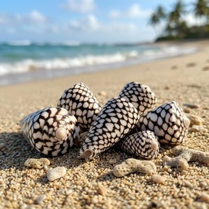 Conchas cónicas jaspeadas naturales, conchas cónicas pulidas en blanco y negro, lote de conchas con estampado de leopardo, decoración costera para estantes, suministros para manualidades DIY