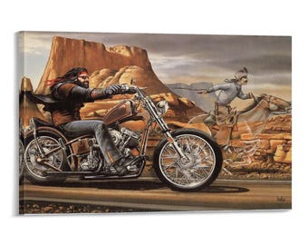 Framed Matted 21 X 27 Motorcycle Art Print by David Mann Titled
