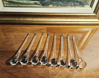 Set di 8 gocce vintage in vetro di Murano trasparente anni '70