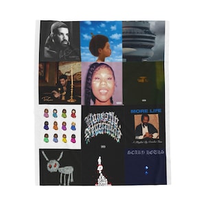 Drake Album Cover Collage Velveteen Plush Blanket | Music Fan Art Throw - Gift Hip Hop - Aesthetic Decor