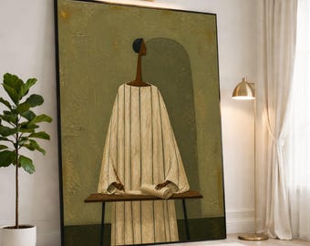 Contemporary Wall Art Print of a Figure Writing, Minimalist Canvas Print for Home Decor, Unique Artwork for Living Room, figure writing art