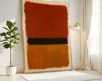 Mark Rothko  Brick Red Burnt Orange Abstract Canvas, Warm Bold Color Field, Minimalist Modern Wall Art