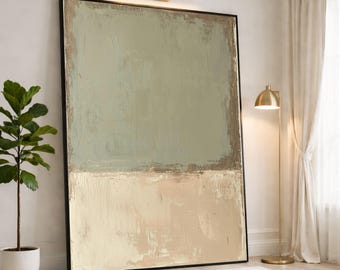 Mark Rothko No.13, 1959 Sage Green and Beige Abstract Painting, Color Field Canvas Print, Mid Century Modern Wall Art