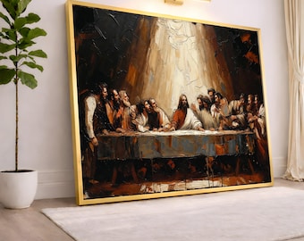 The Last Supper Canvas Wall Art, Religious Christian Decor, Jesus and Apostles Painting, Biblical Scene Canvas, Spiritual Wall Hanging