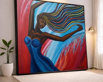 Vibrant Woman Canvas Print, Colorful Bohemian Wall Art for Modern Home Decor, Stylish Art for Living Room or Bedroom, woman art print