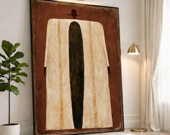 Minimalist Wall Art Print, Abstract Canvas Wall Art in Earthy Tones for Modern Home Decor, Unique Artwork for Living Room