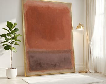 Mark Rothko Terracotta Rust Abstract Canvas, Warm Earth Tone Wall Art, Large Modern Minimalist Decor