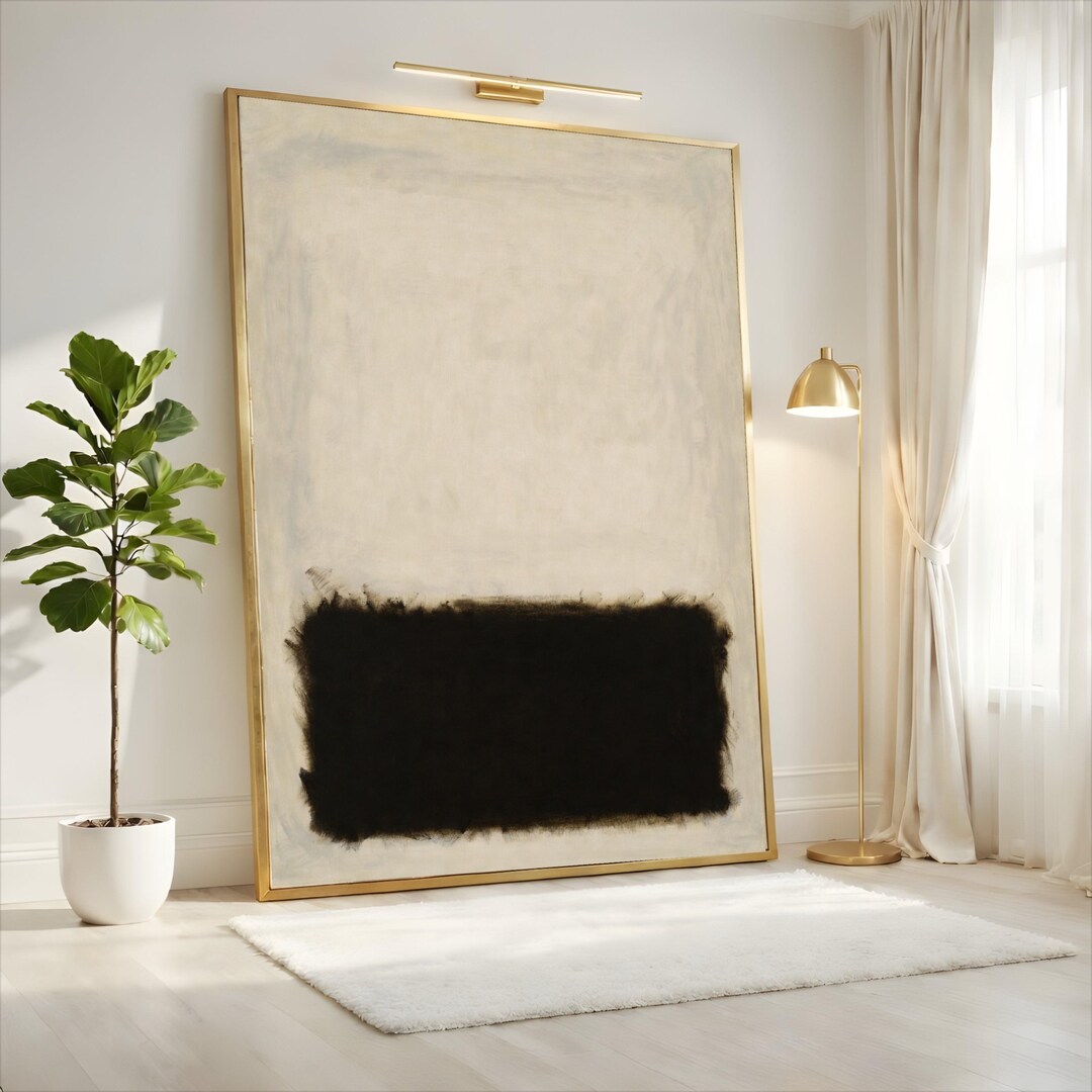 Mark Rothko Netural Mark Rothko Cream and Deep Black Color Field Canvas Print, Minimalist ...