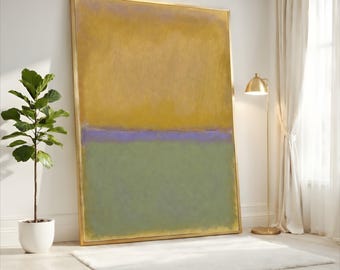 Mark Rothko Mustard Sage Abstract Canvas, Soft Earth Tone Wall Art, Modern Minimalist Large Decor