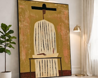 Minimalist Wall Art Print, Unique Abstract Figure in Earthy Tones, Perfect Canvas Wall Art for Modern Home Decor, minimalist art