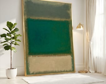 Mark Rothko Gray Green, Emerald and Warm Beige Color Field Canvas Print, Minimalist Abstract Wall Art, Natural Modern Decor