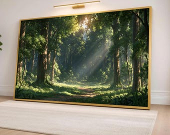 Serene Forest Path Canvas Print, Nature Wall Art, Lush Greenery, Tranquil Landscape, Home Décor for Living Room or Office