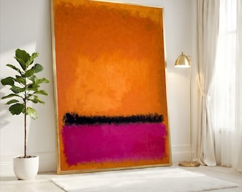 Mark Rothko Bright Orange Magenta Abstract Canvas, Bold Statement Wall Art, Large Modern Minimalist Decor