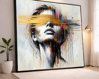 Bold Abstract Canvas Print, Colorful Female Portrait Wall Art for Modern Living Room or Office Decor, Unique Home, abstract art