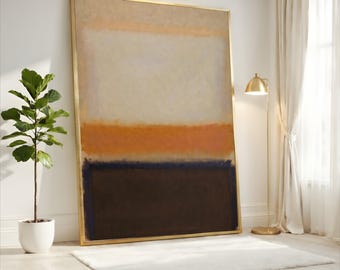 Mark Rothko Beige Brown Orange Abstract Canvas, Neutral Warm Wall Art, Large Modern Minimalist Decor