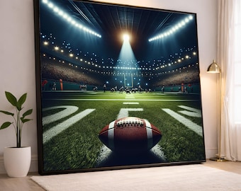 American Football Stadium Canvas Wall Art, Night Game Scene, Sports Field Canvas, Football Game Day Wall Decor, Stadium Lights Canvas Print