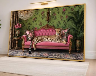 Cheetah Wall Art Print, Vintage Style Animal Canvas Print for Living Room, Elegant Home Decor, Wildlife Art, Nature Photography