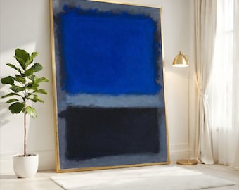 Mark Rothko  Deep Blue Navy Abstract Canvas, Color Field Painting, Minimalist Blue Wall Art