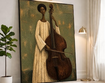 Elegant Woman with Cello Canvas Print, Vintage Style Wall Art for Music Lovers, Unique Home Decor for Living Room or Studio
