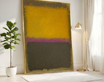 Mark Rothko  Mustard Yellow Brown Abstract Canvas, Warm Color Field Painting, Minimalist Modern Wall Art