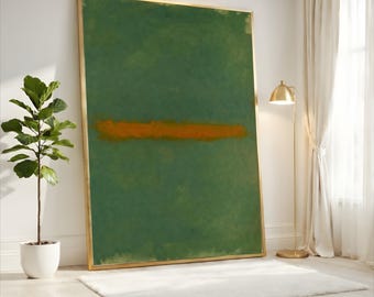 Mark Rothko Emerald Green Orange Abstract Canvas, Bold Contrast Wall Art, Large Modern Minimalist Decor