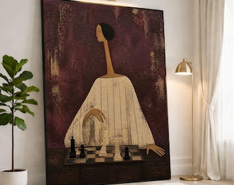 Abstract Chess Player Canvas Print, Unique Wall Art for Modern Home Decor, Stylish Artwork for Living Room or Office, chess wall art